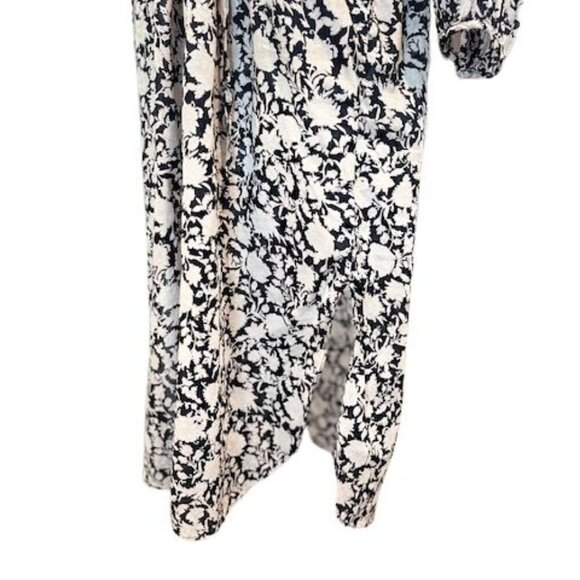 J. Crew Long Sleeve Floral Button-Down Midi Dress with Elastic Tie Waist in Blue - Picture 2 of 8